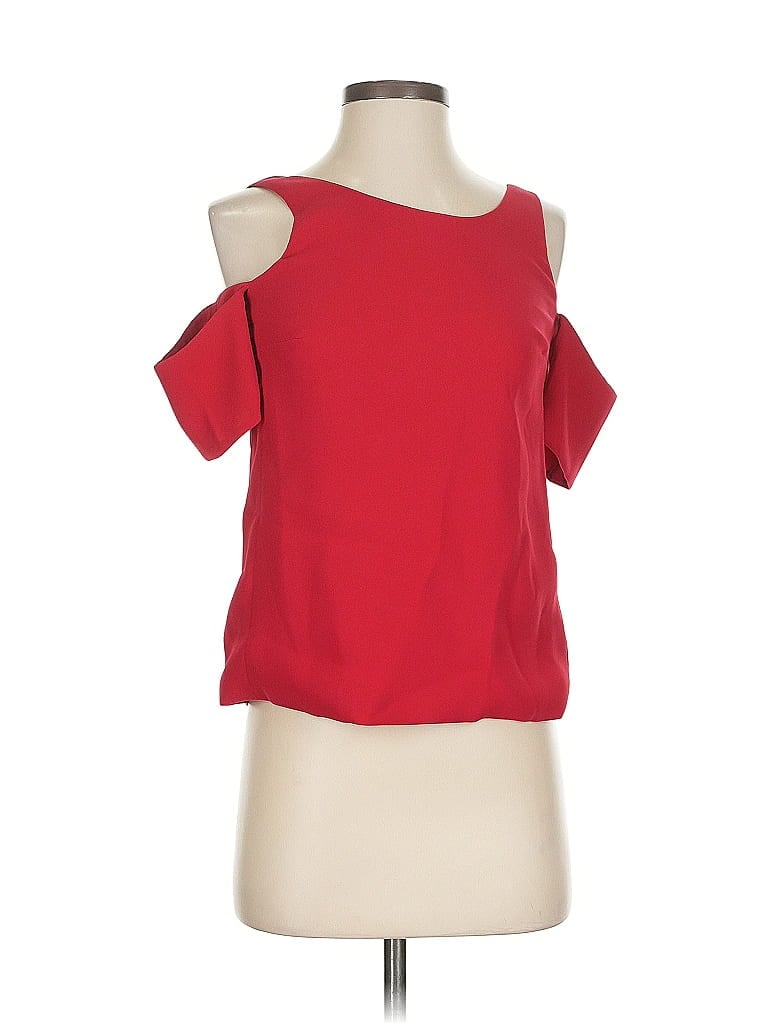 Pre-owned Elizabeth And James Short Sleeve Top Red Cold Shoulder Neckline Tops