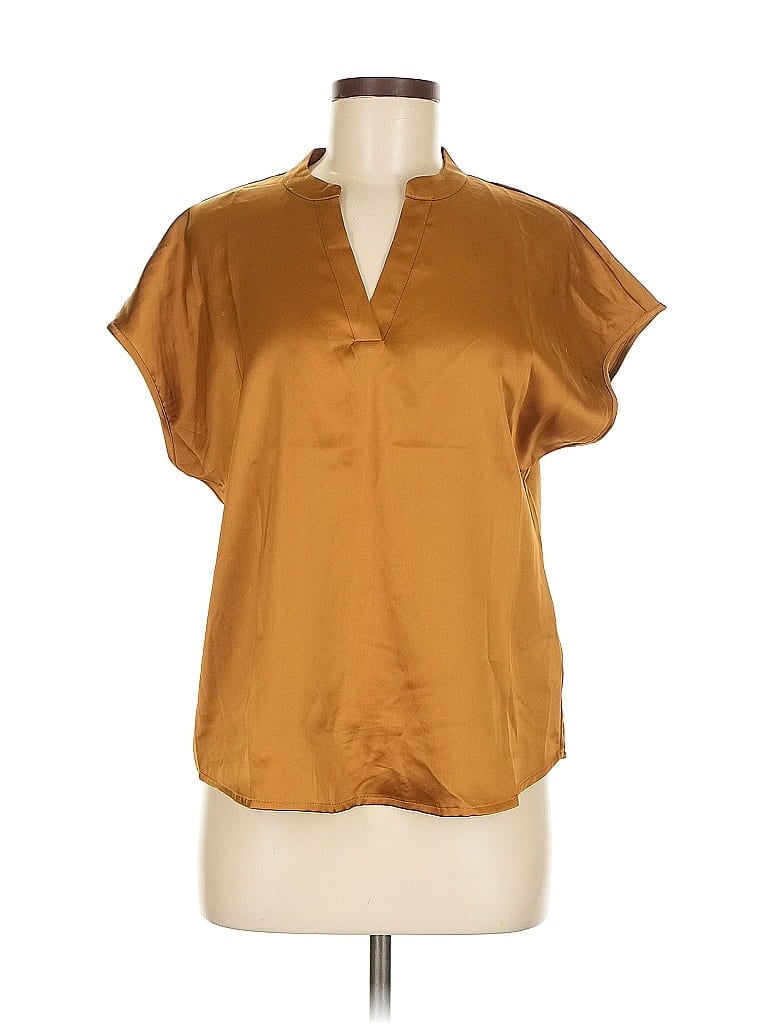 Pre-owned Nicole Miller Short Sleeve Blouse In Brown