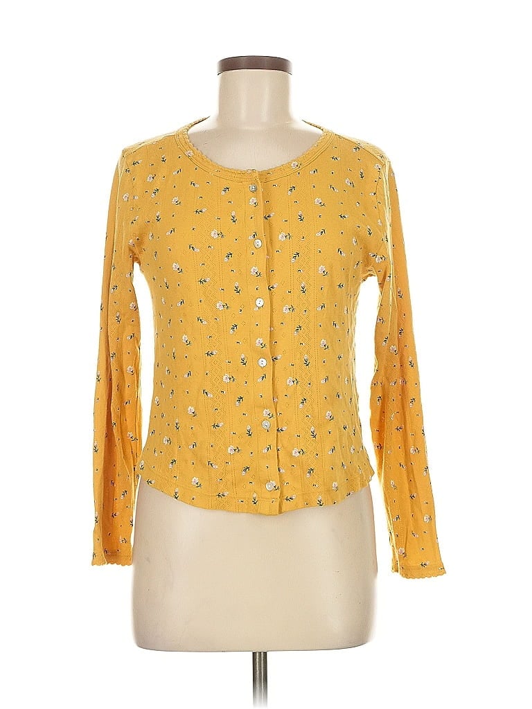 Pre-owned Lucky Brand Long Sleeve Henley Shirt In Yellow