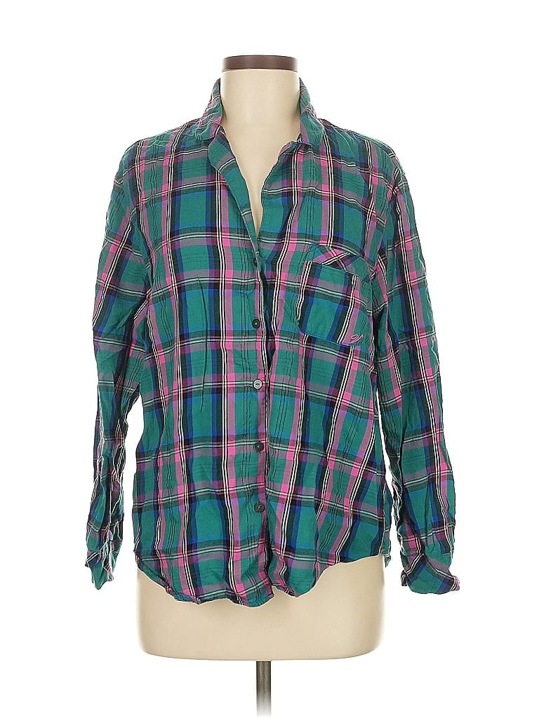 Pre-owned Victoria's Secret Long Sleeve Button Down Shirt In Green