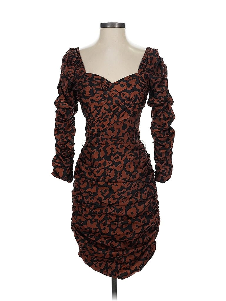 Nicholas Animal Print Brown Cocktail Dress Size 2 - photo 1