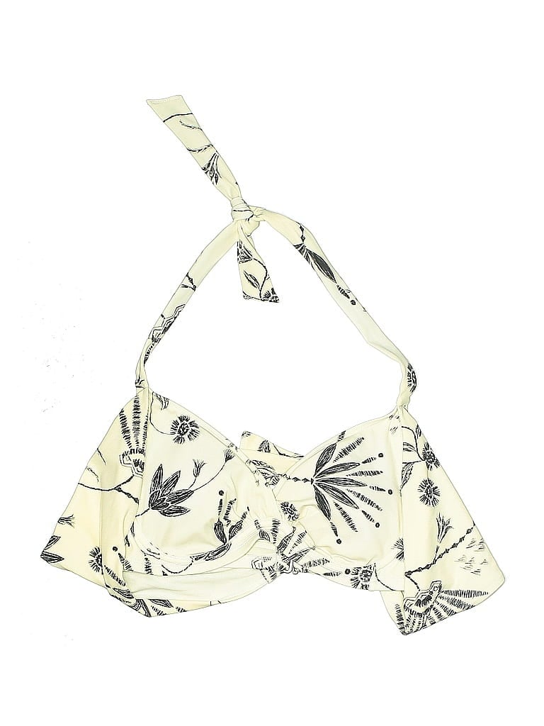 Pre-owned Athleta Swimsuit Top Ivory Print Pattern Swimwear In White