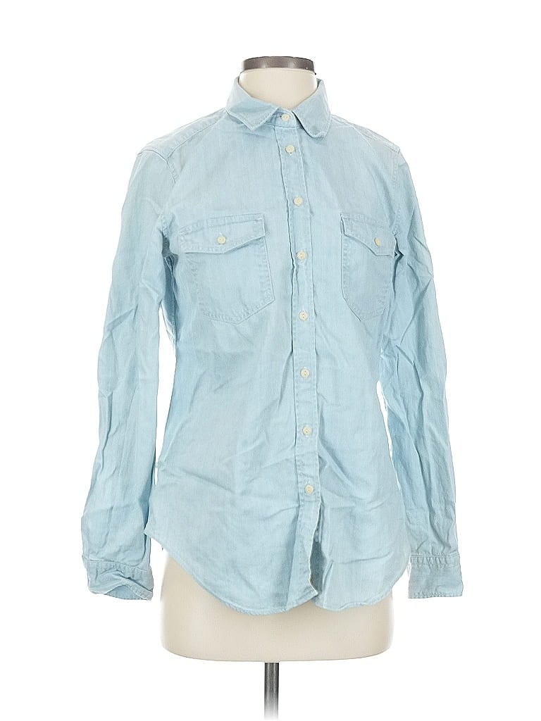 Pre-owned Fossil Long Sleeve Button Down Shirt In Blue
