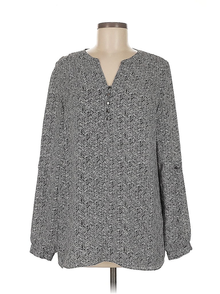 Pre-owned Laundry By Shelli Segal Long Sleeve Blouse In Gray