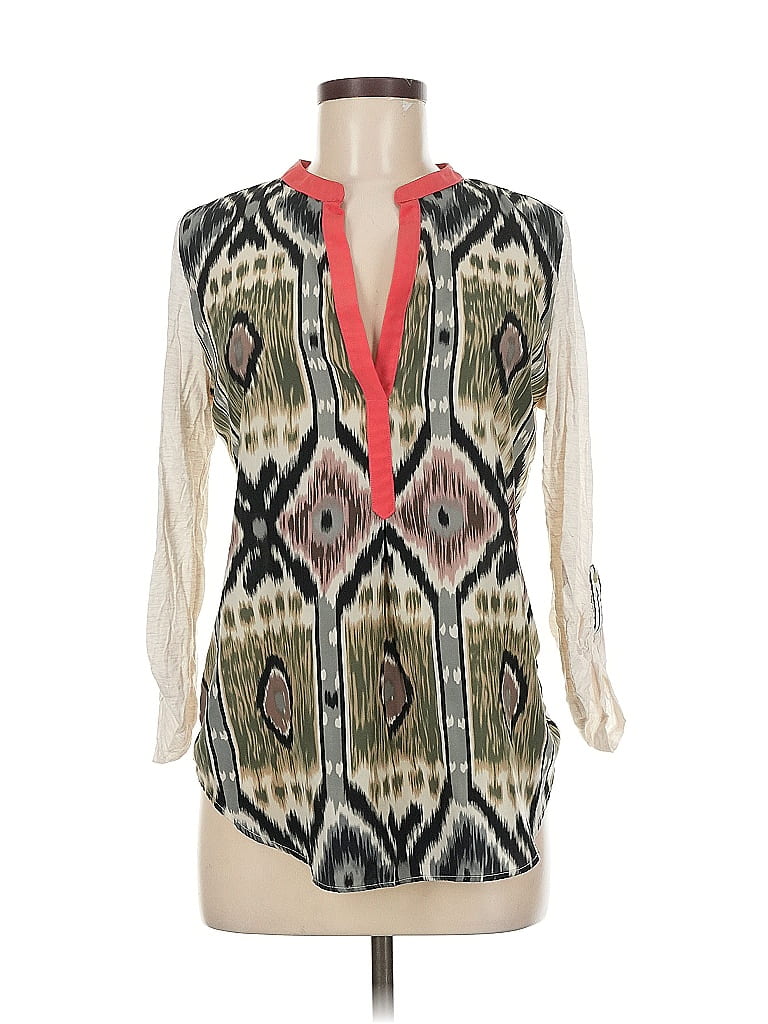 Tiny 100% Rayon Ivory Tan 3/4 Sleeve Blouse Size M - photo 1