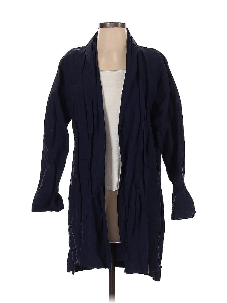 Pre-owned Eileen Fisher Coat In Blue