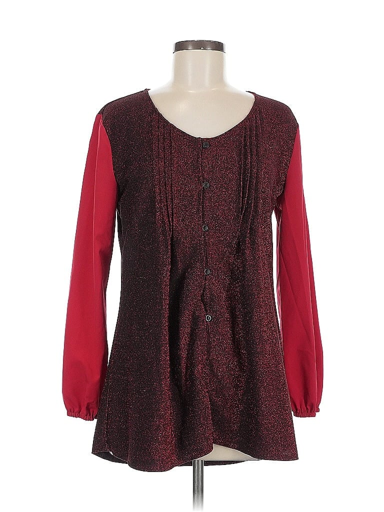 Pre-owned Unbranded Long Sleeve Blouse In Burgundy