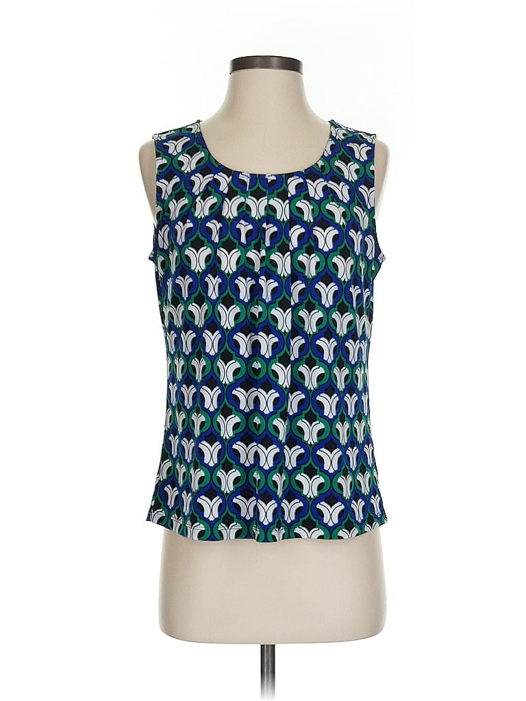 Pre-owned Kasper Sleeveless Top Blue Square Neckline Tops