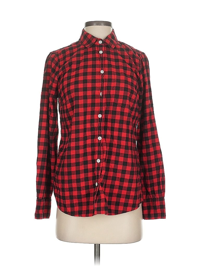 Pre-owned J.crew Factory Store Long Sleeve Button Down Shirt In Red