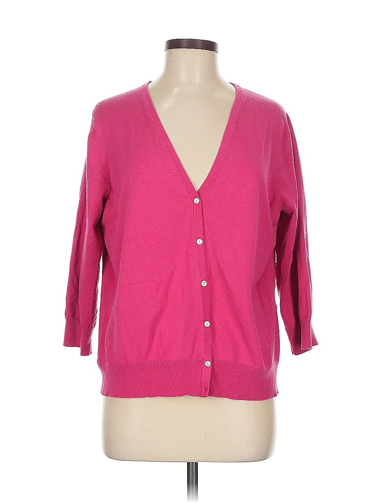 Pre-owned Lands' End Silk Cardigan Sweater In Pink