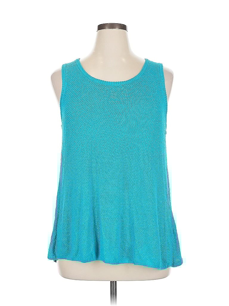 Pre-owned Apt. 9 Sleeveless Top Teal Scoop Neck Tops In Blue