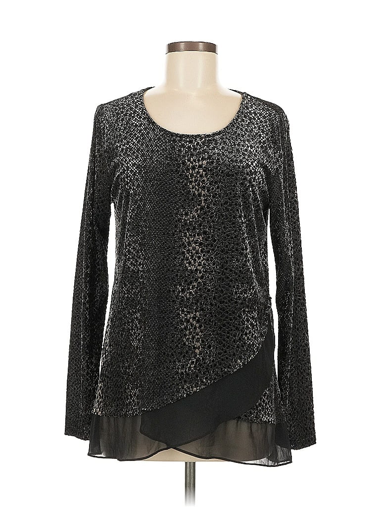 Pre-owned Karen Kane Long Sleeve Blouse In Black