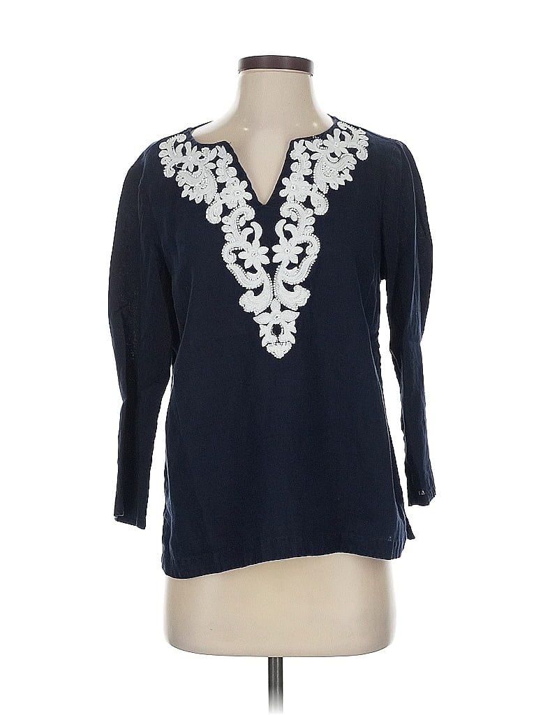 Click to view more detailed imagery on our partner's website Pre-owned Talbots 3/4 Sleeve Top Blue Open Neckline Tops
