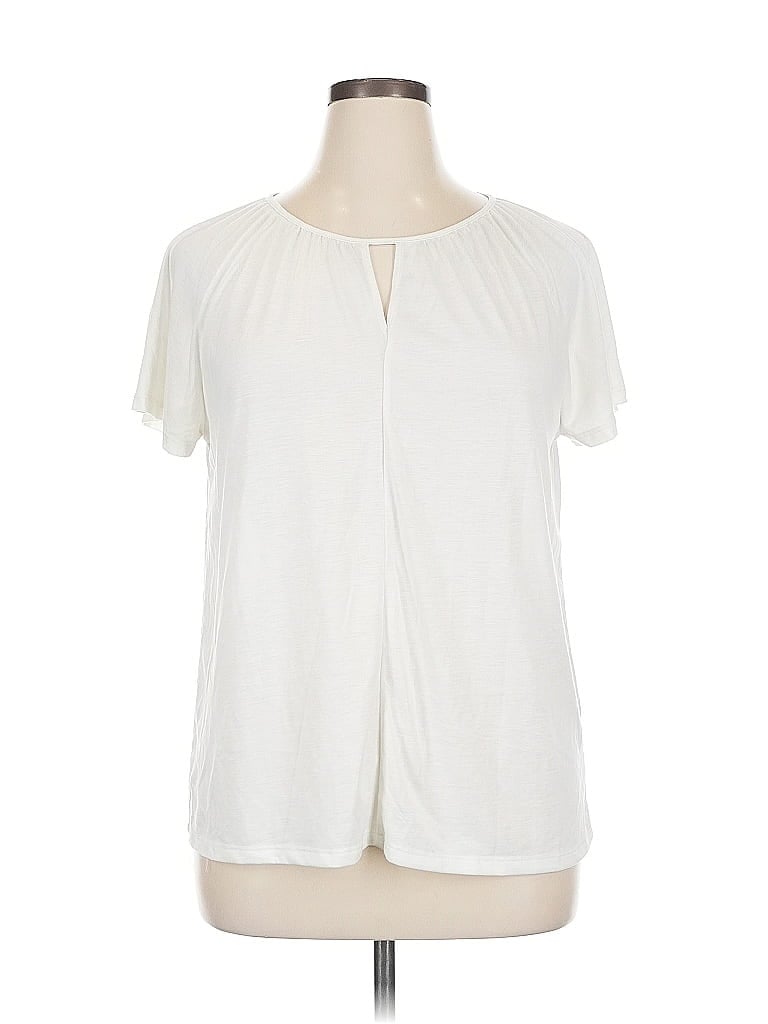 Pre-owned Joe Fresh Short Sleeve Top Ivory Keyhole Neckline Tops In White