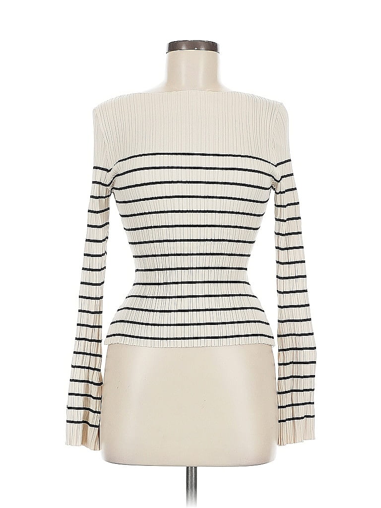 Pre-owned Vestique Long Sleeve Top Ivory Turtleneck Tops In White