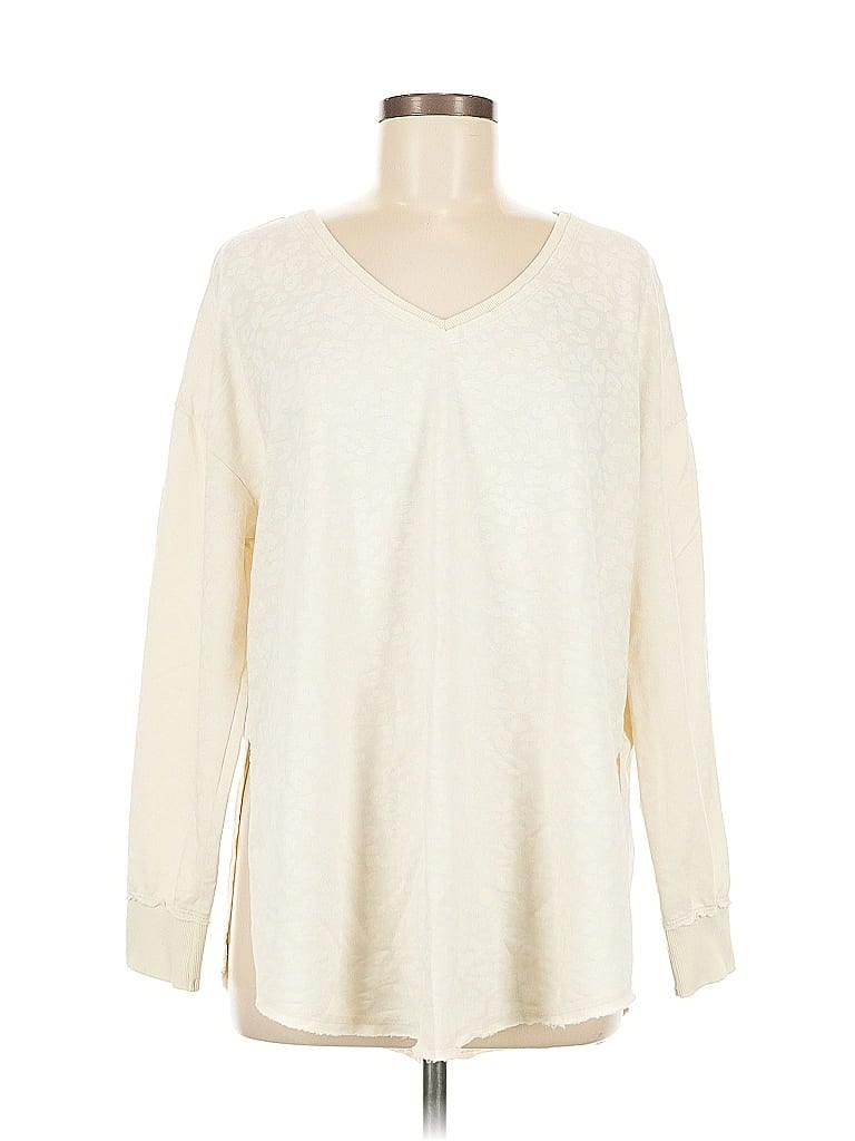 Pre-owned Z Supply Long Sleeve Top Ivory V Neck Tops In White