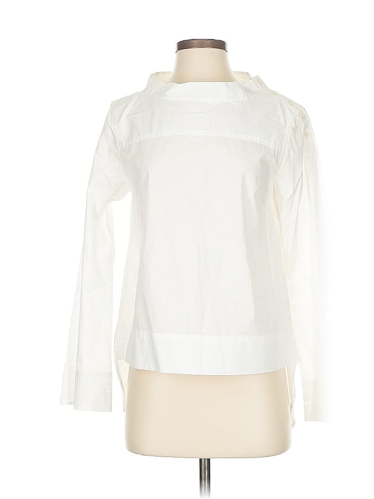 Pre-owned J.crew Factory Store Long Sleeve Blouse In White