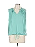 Left Coast by Dolan 100% Polyester Teal Sleeveless Blouse Size L - photo 1