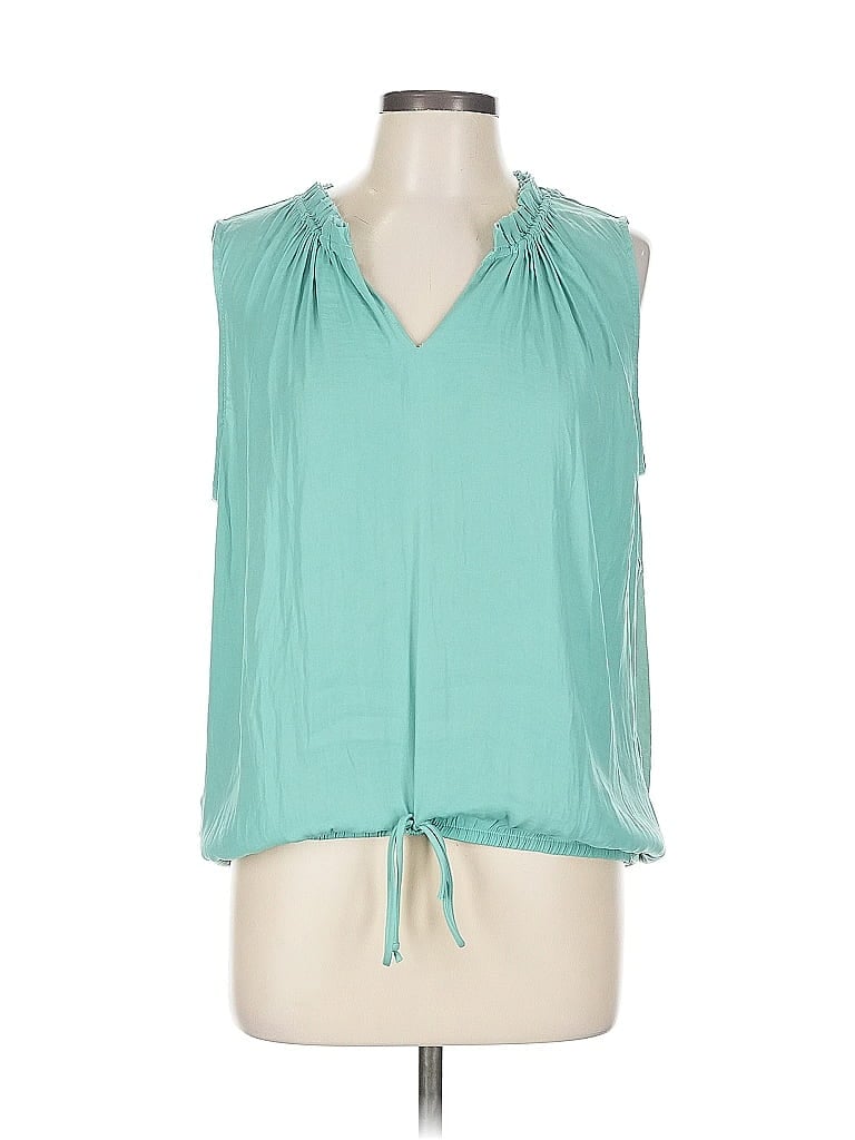 Left Coast by Dolan 100% Polyester Teal Sleeveless Blouse Size L - photo 1