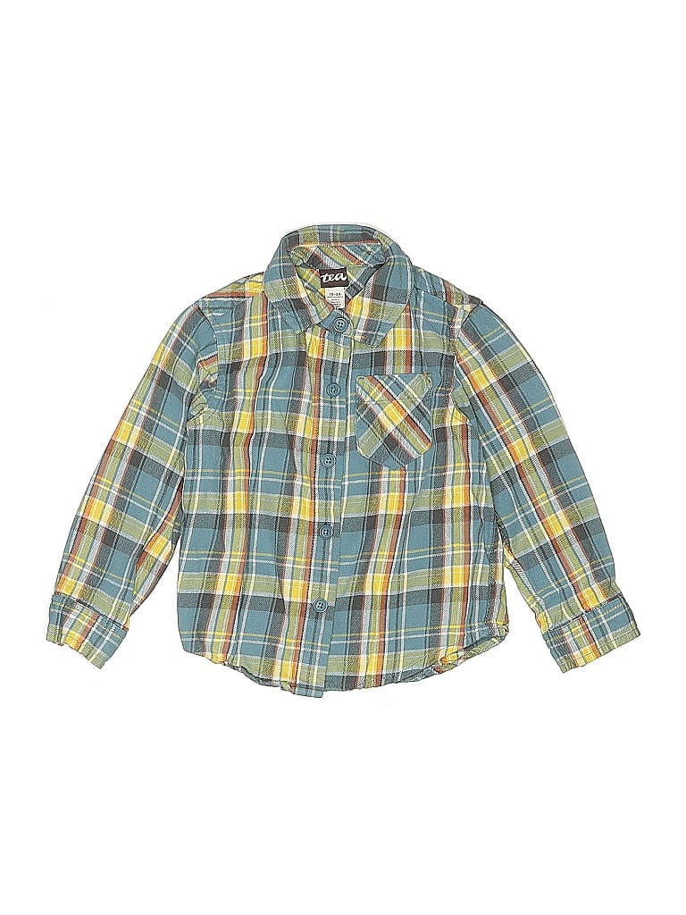 TEA Pre-owned Kids' Long Sleeve Button Down Shirt In Yellow