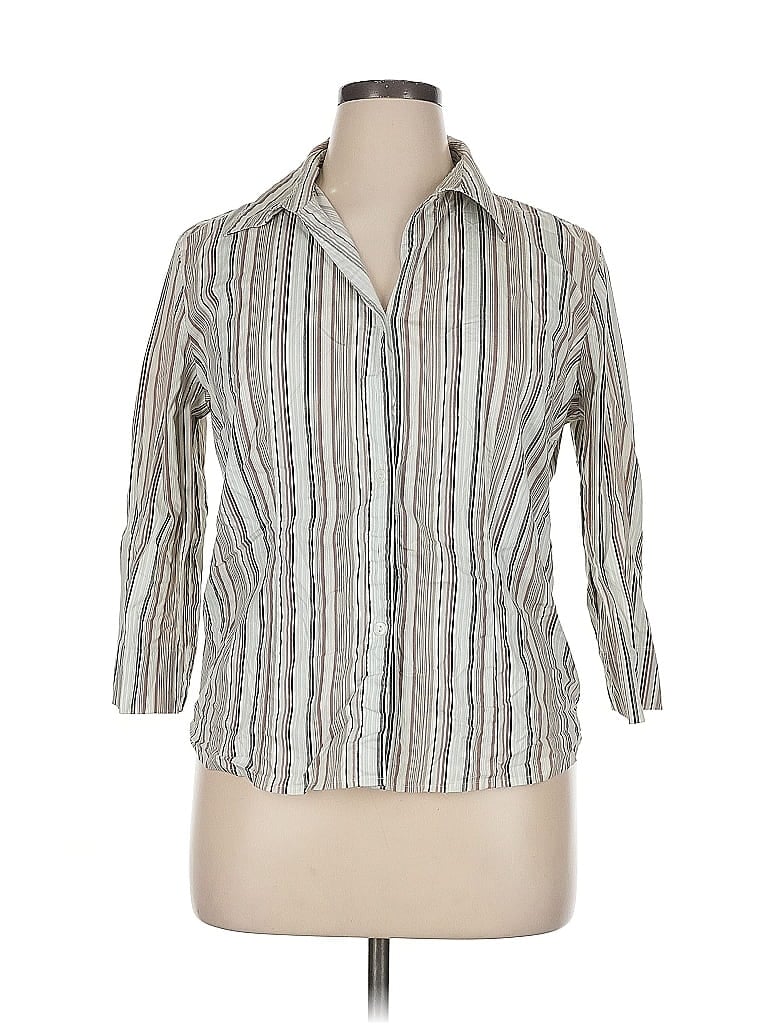 Pre-owned Assorted Brands 3/4 Sleeve Button Down Shirt In White