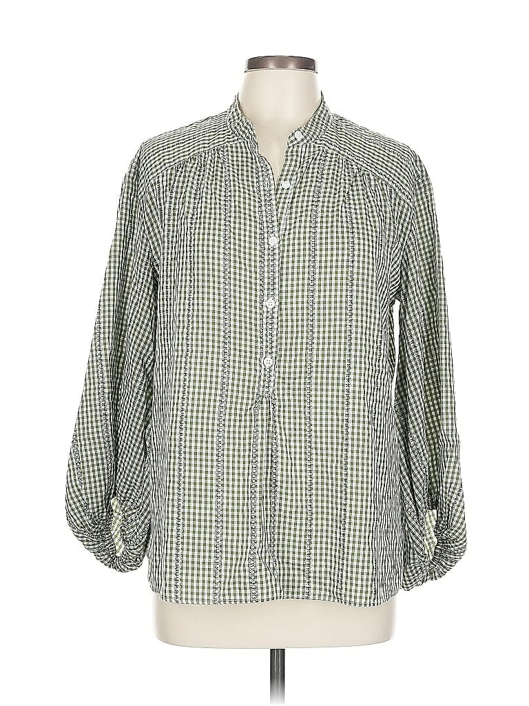 Pre-owned Max Studio Long Sleeve Blouse In Green