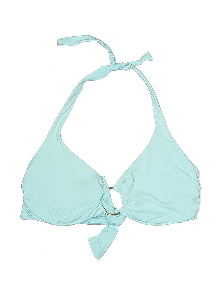 Pre-owned Unbranded Swimsuit Top Blue Solid Pattern Swimwear