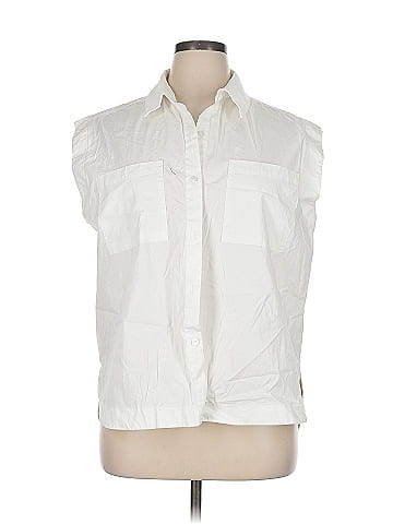 Scoop Sleeveless Button-Down Shirt (view 1)