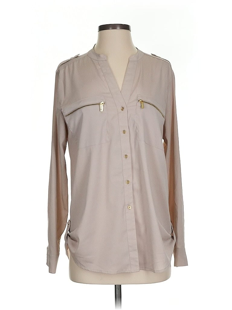 Pre-owned Calvin Klein Long Sleeve Blouse In Brown