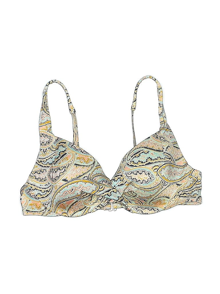 Pre-owned Assorted Brands Swimsuit Top Orange Paisley Pattern Swimwear