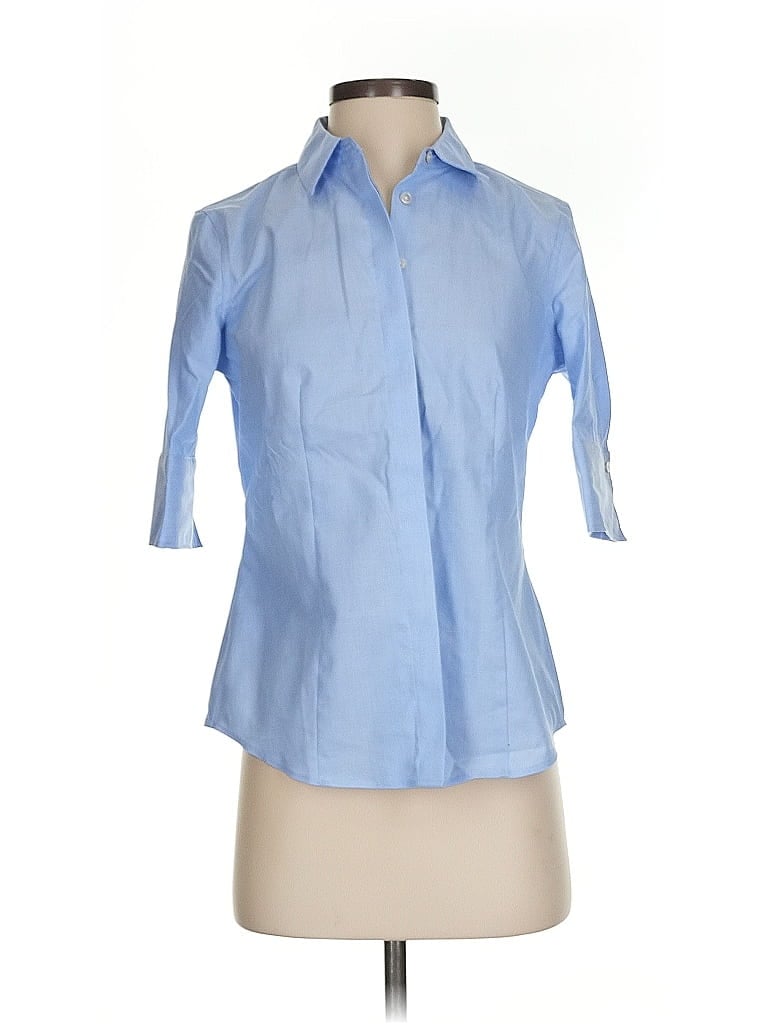 Pre-owned Talbots 3/4 Sleeve Button Down Shirt In Blue