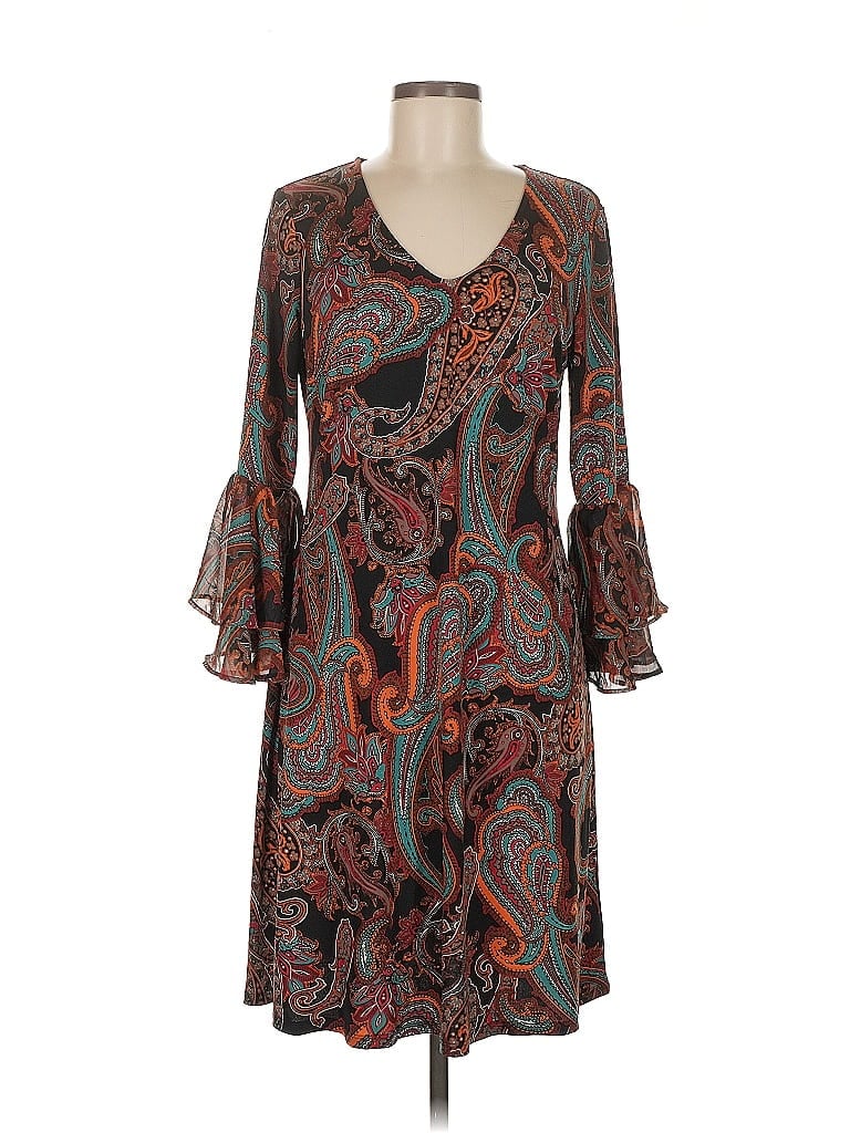 MSK Paisley Brown Casual Dress Size M - photo 1