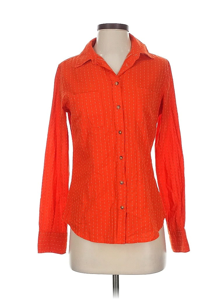 Pre-owned Merona Long Sleeve Button Down Shirt In Orange