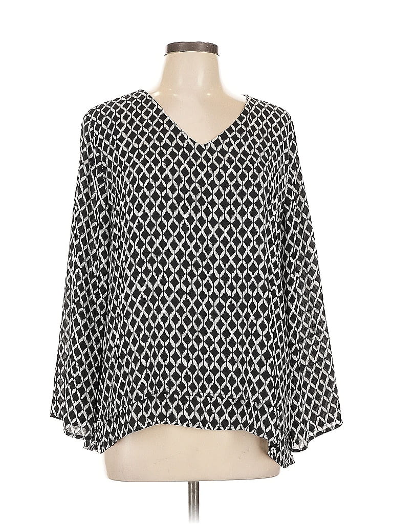 Pre-owned Chico's Long Sleeve Blouse In Black
