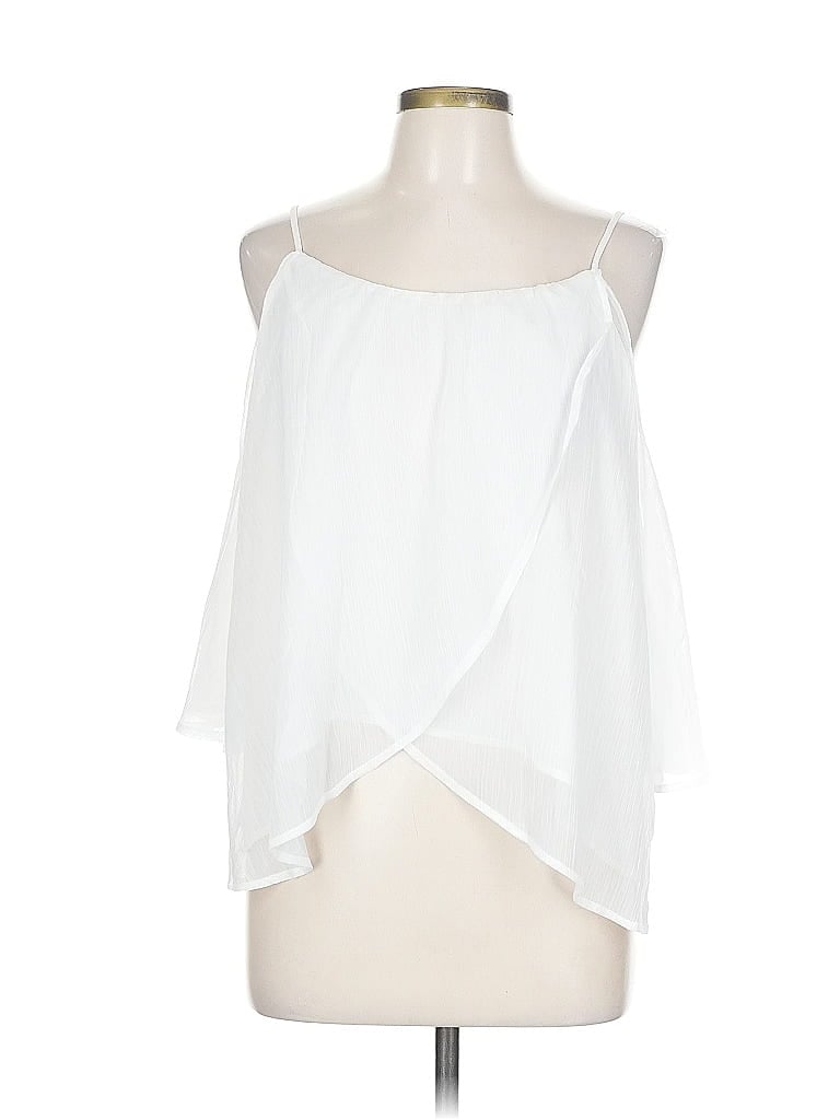 Pre-owned Lush Tank Top White Cold Shoulder Neckline Tops