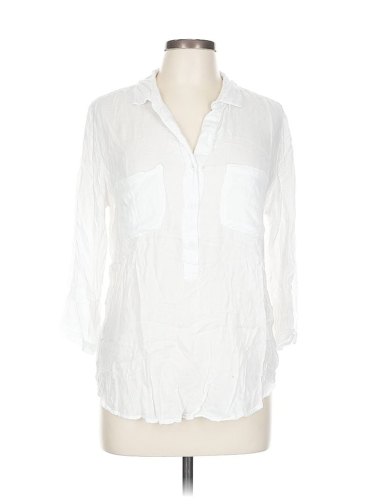 Pre-owned Bella Dahl 3/4 Sleeve Button Down Shirt In White