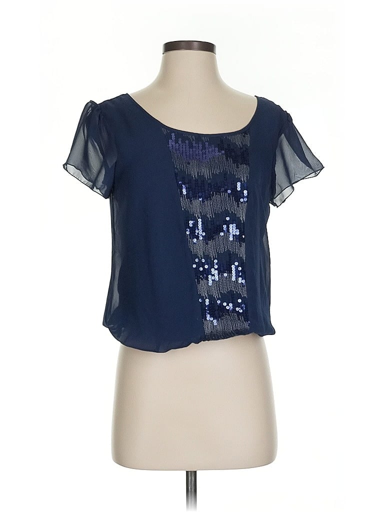 Studio Y Short Sleeve Top Blue Sweetheart Neckline Tops In Blue