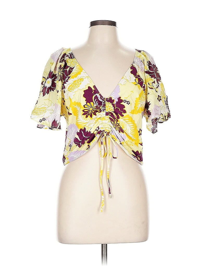 Click to view more detailed imagery on our partner's website Pre-owned Maeve By Anthropologie Short Sleeve Blouse In Yellow