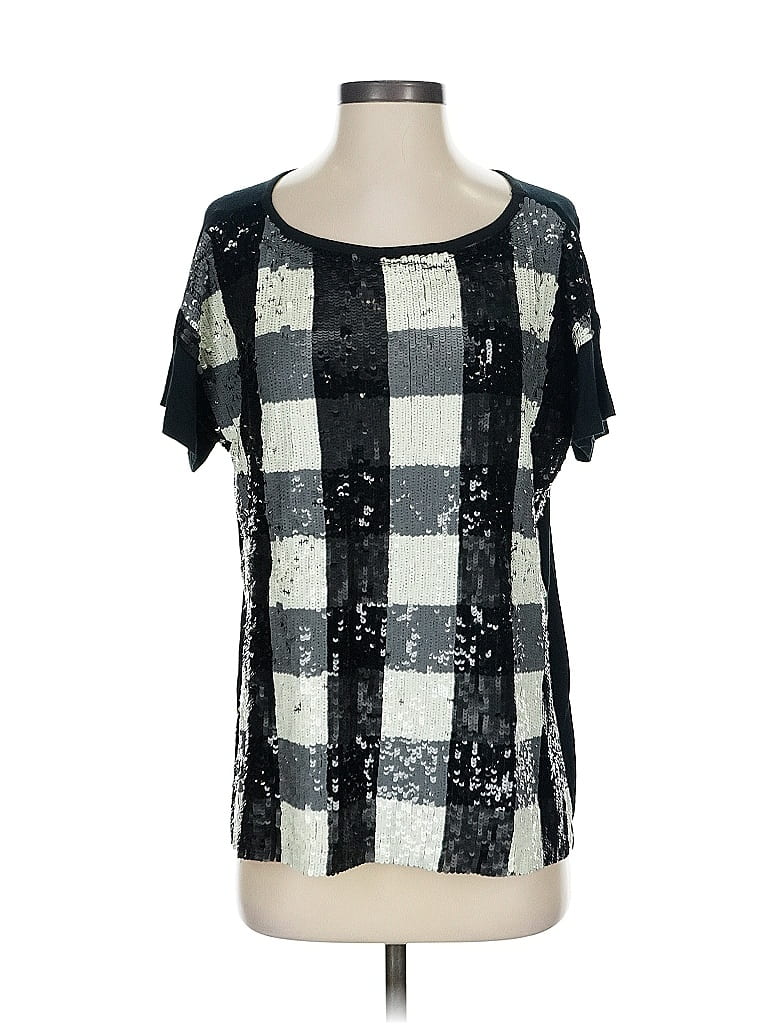 Pre-owned Plenty By Tracy Reese Short Sleeve Top Black Square Neckline Tops