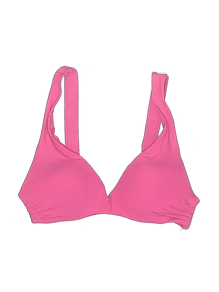 Pre-owned H&m Swimsuit Top Pink Solid Pattern Swimwear