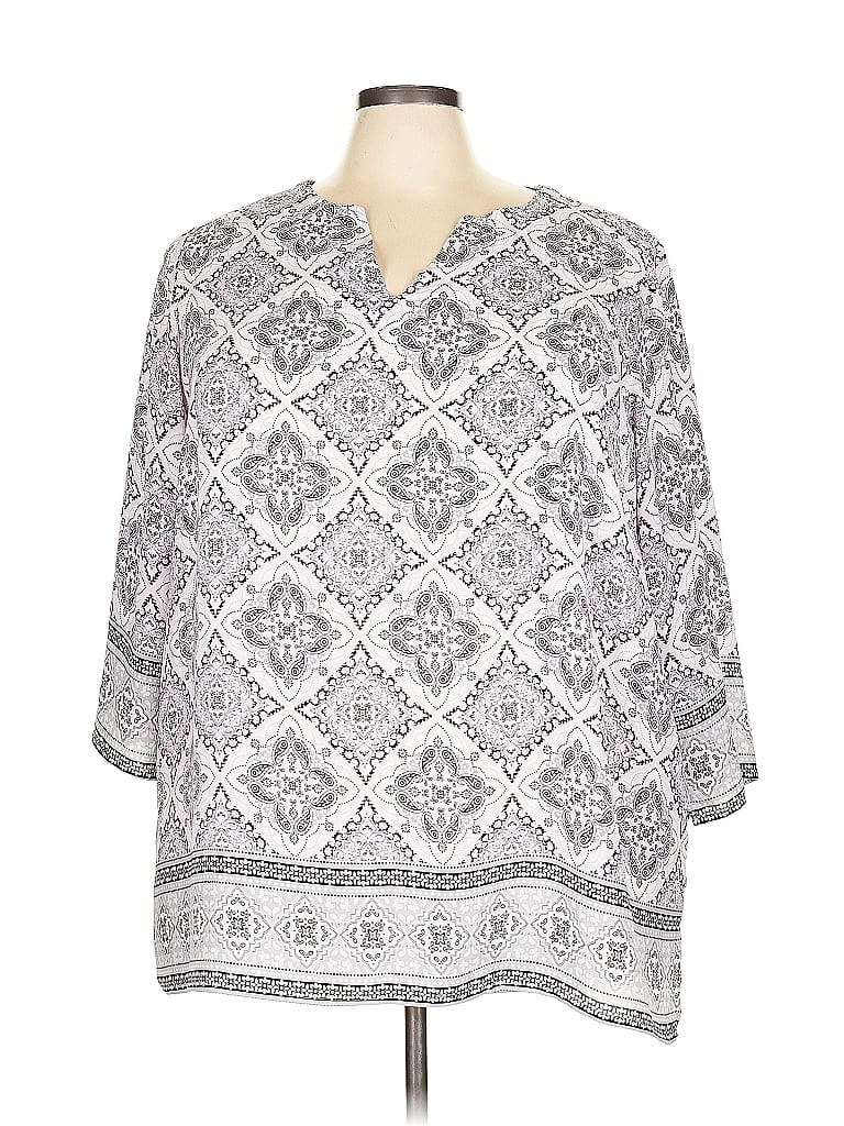 Pre-owned Cynthia Rowley Tjx 3/4 Sleeve Blouse In Silver