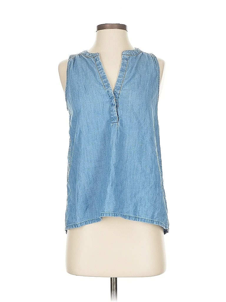 Pre-owned Soft Joie Sleeveless Button Down Shirt In Blue