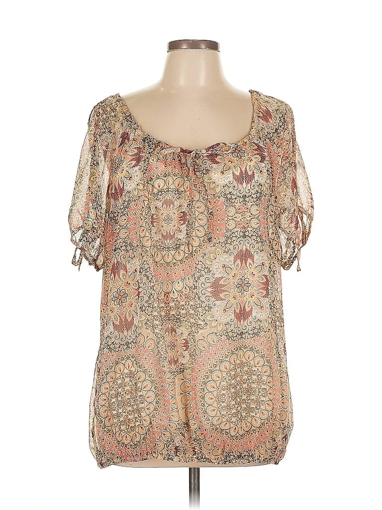 Pre-owned Dressbarn Short Sleeve Blouse In Brown