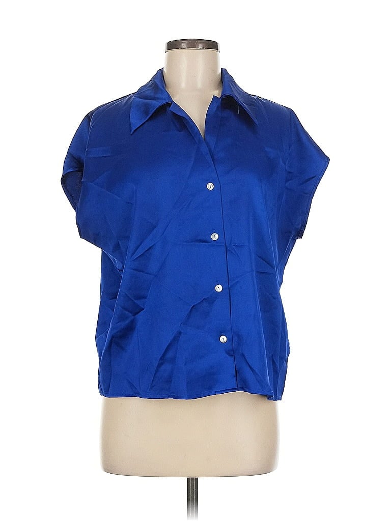 Pre-owned Rachel Zoe Tjx Short Sleeve Blouse In Blue
