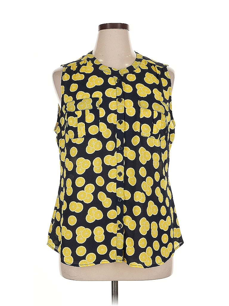 Soho JEANS NEW YORK & COMPANY Yellow Sleeveless Blouse Size XL - photo 1