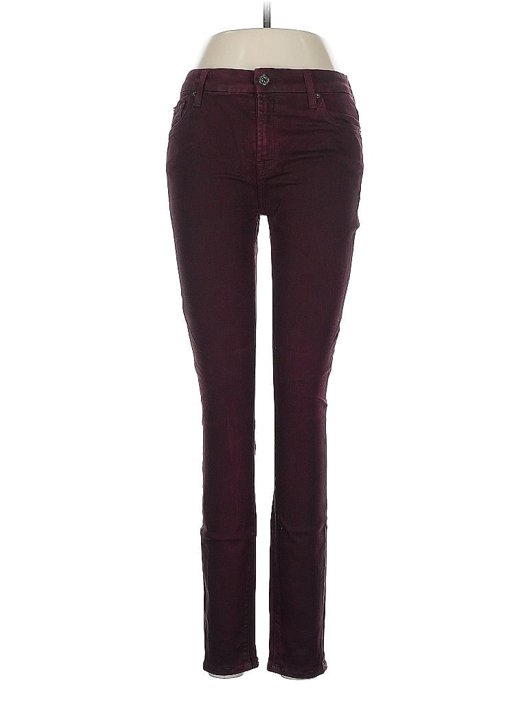Pre-owned 7 For All Mankind Jeans In Burgundy