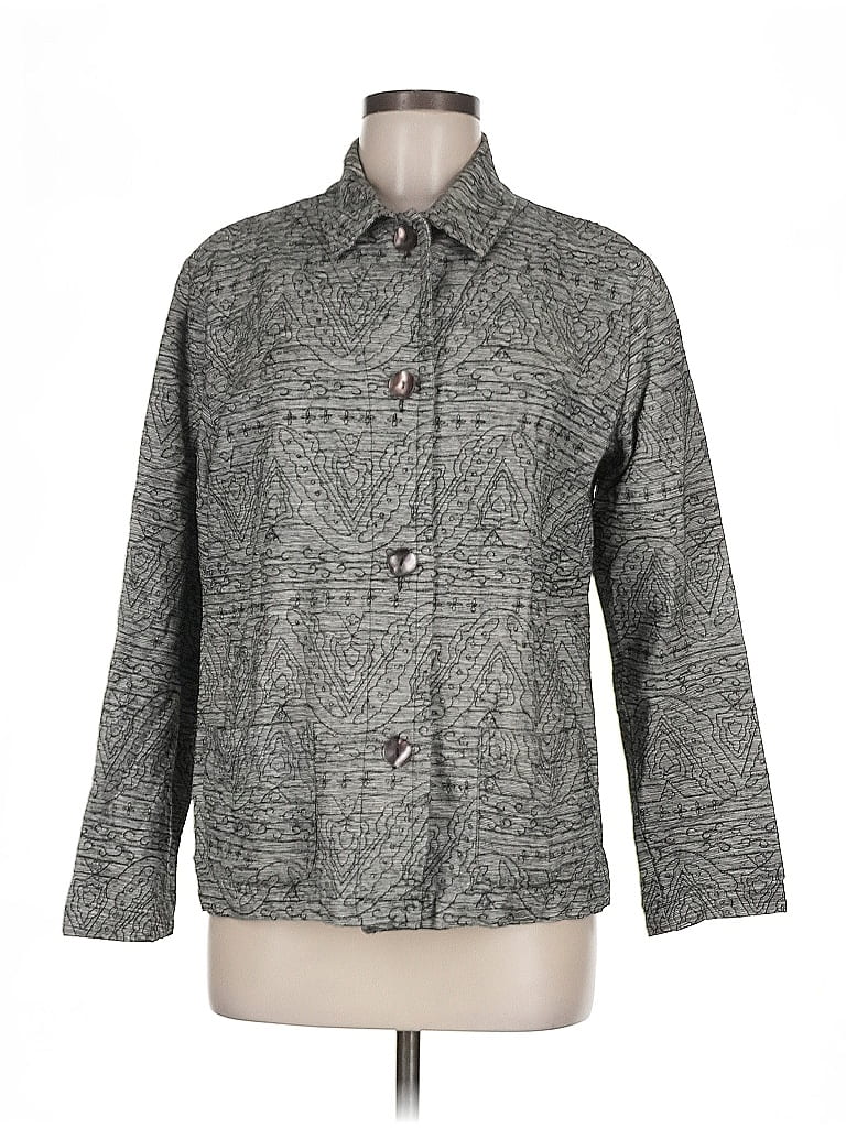 CHICO'S DESIGN Pre-owned Silk Cardigan Sweater In Gray