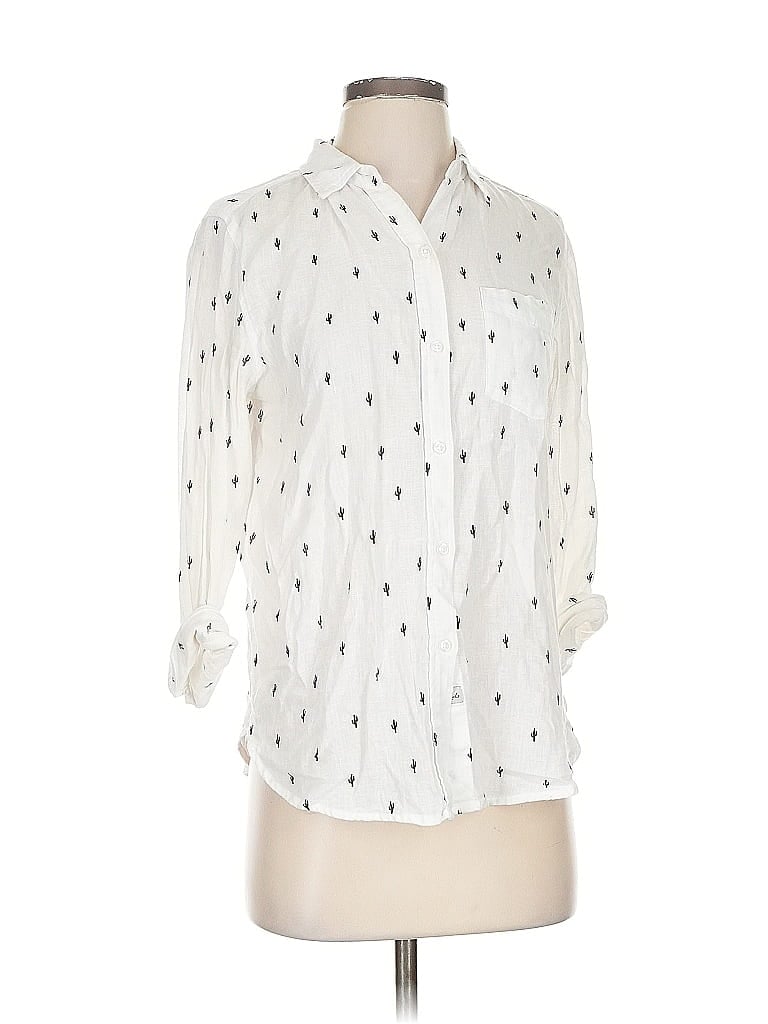 Pre-owned Rails 3/4 Sleeve Button Down Shirt In White