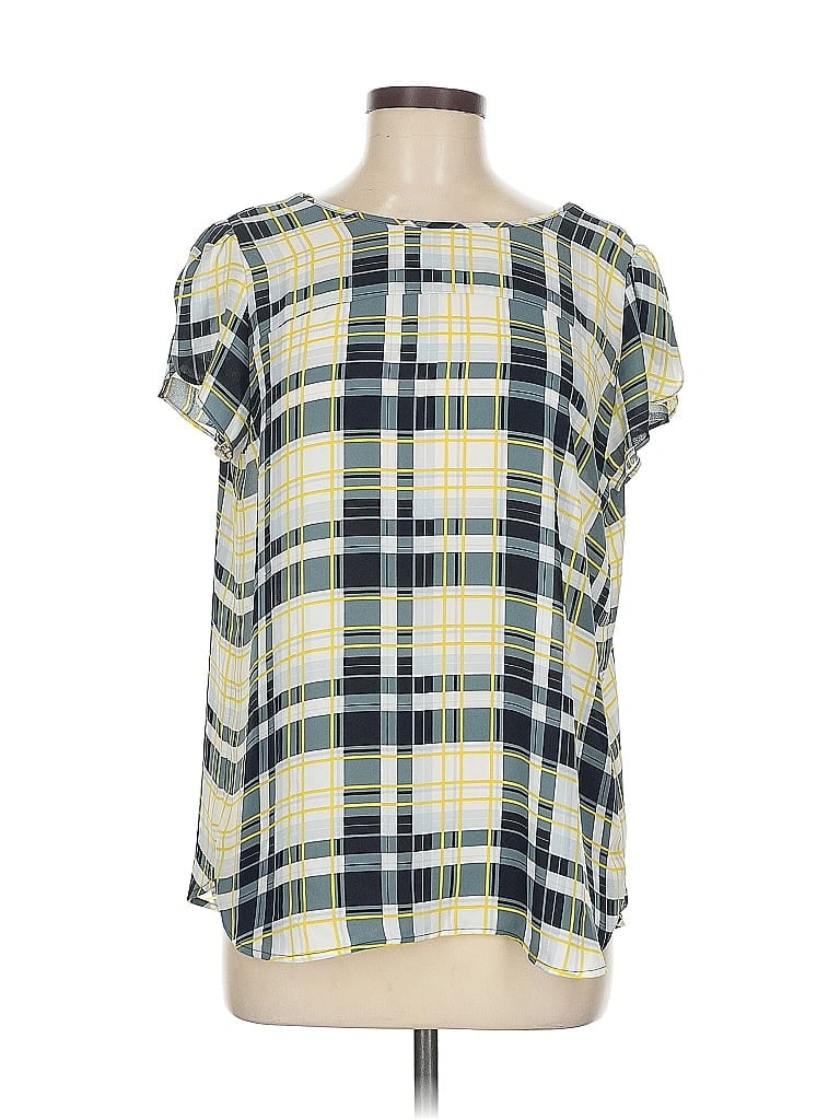Pre-owned Ann Taylor Loft Outlet Short Sleeve Blouse In Gray