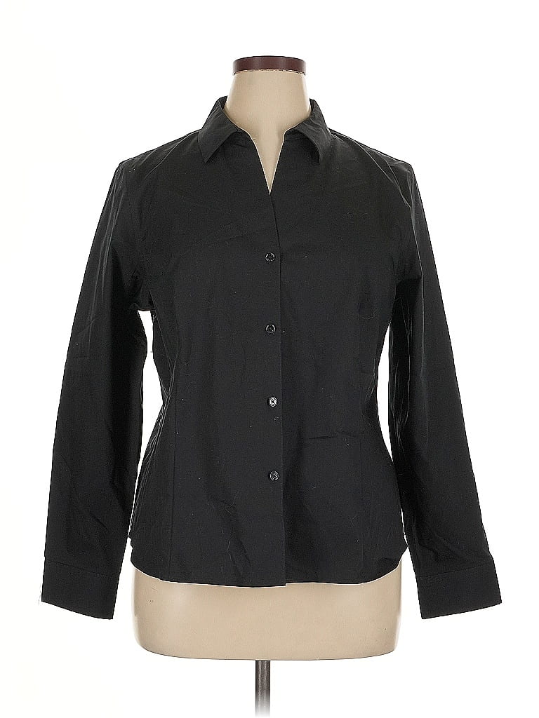 Pre-owned Jones New York 3/4 Sleeve Button Down Shirt In Black